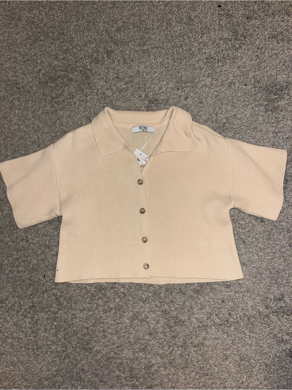 Grey bandit button up top